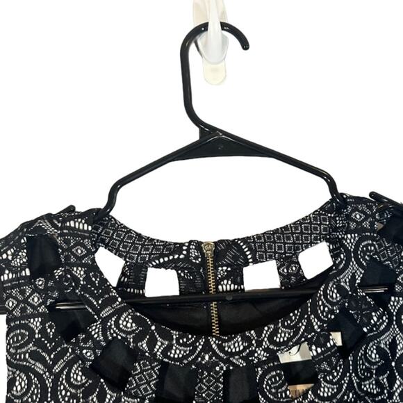 Eliza J Black Floral Lattice Sleeveless Formal Sheath Dress Women Sz 10 - Picture 5 of 12